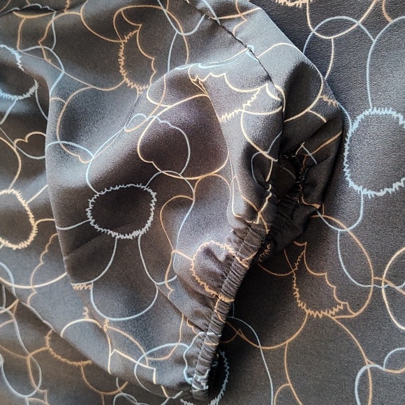 Gap Blouse Size XL Paris Print Tunic 3/4 Sleeve Blue Floral Peasant Poet Casual - Picture 9 of 12